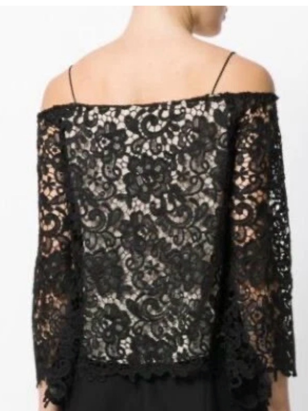 NWT Alice + Olivia Black Lace Off-Shoulder Top XS
